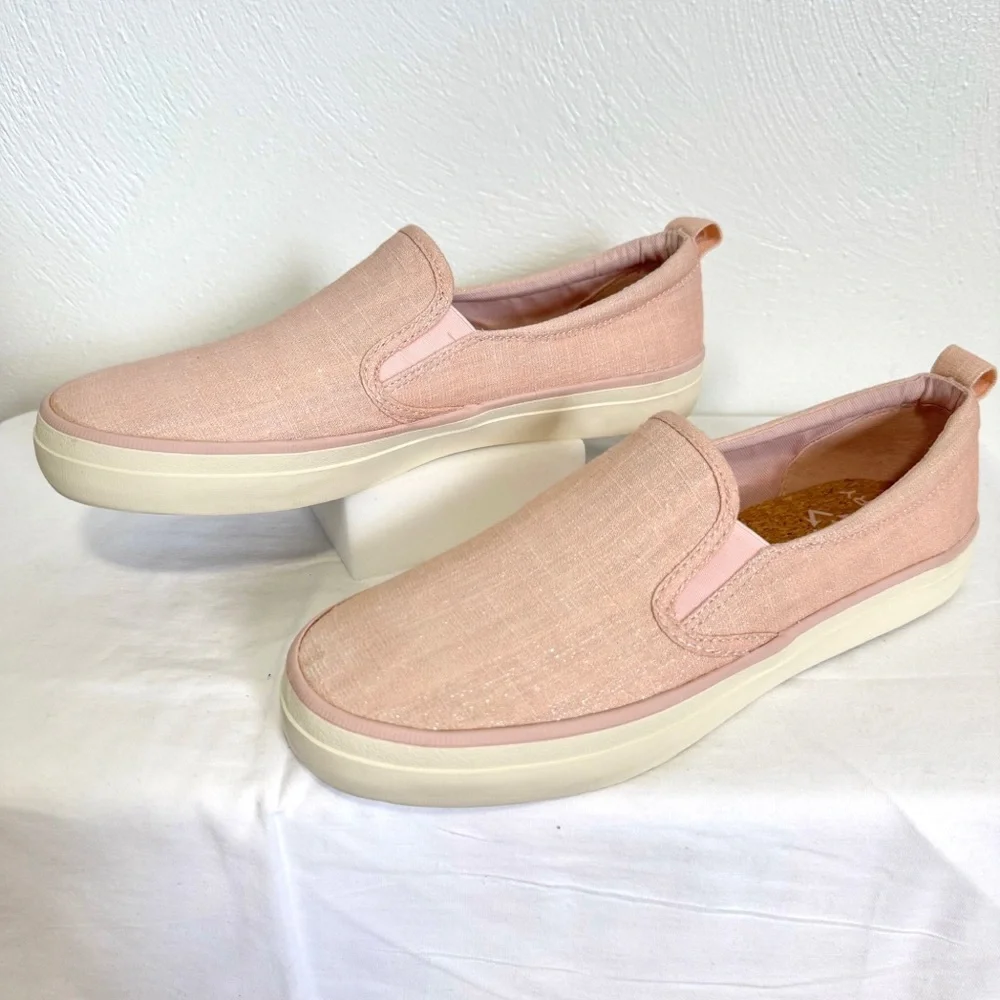Sperry Women's Crest Twin Gore Shimmer Slip On Sneaker US 8.5 Pink Casual Preppy